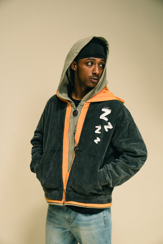 Shhh Im Sleep-Orange Zip Up Hoodies