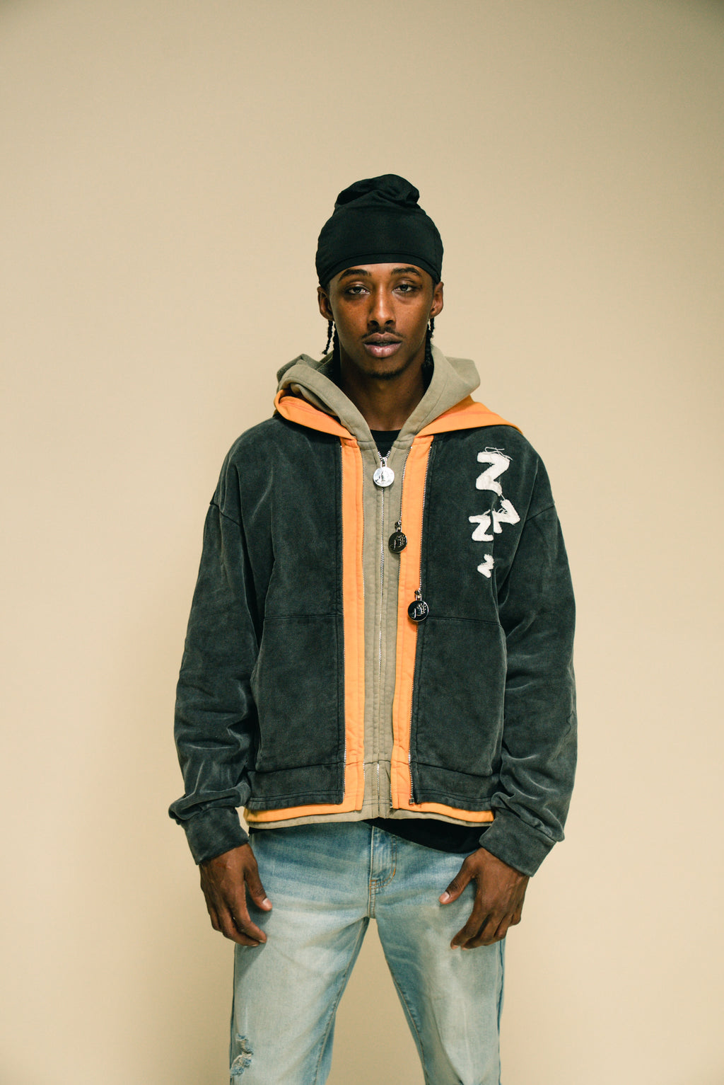 Shhh Im Sleep-Orange Zip Up Hoodies